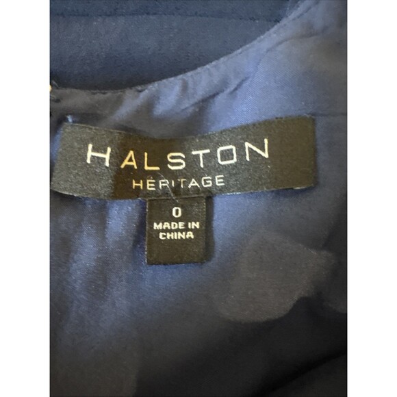 Halston Heritage Cape Sleeve Gown Dress Size 0 Blue Rhinestones *FLAWED - Picture 4 of 16